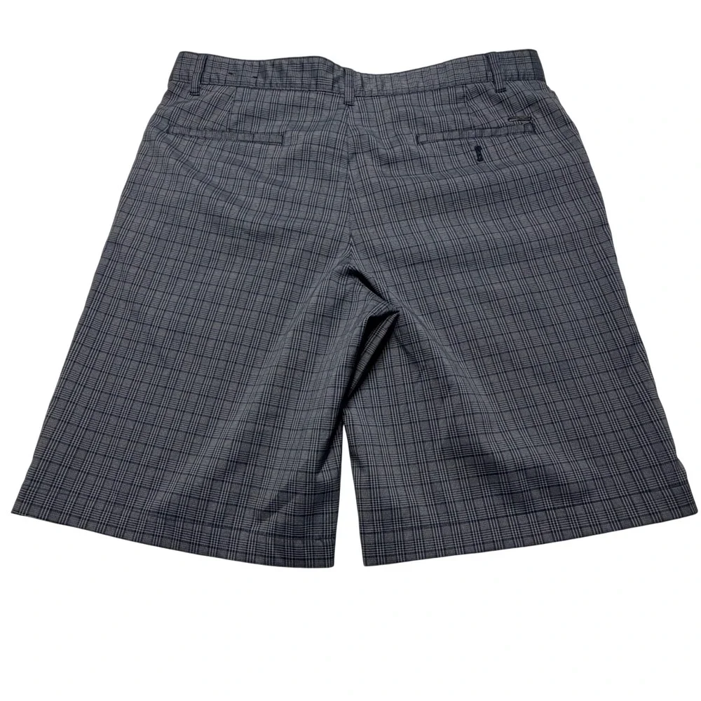 Greg Norman for Tasso Elba Plaid Golf Shorts Grey Blue Mens 34 Stretch 10" - Picture 2 of 5